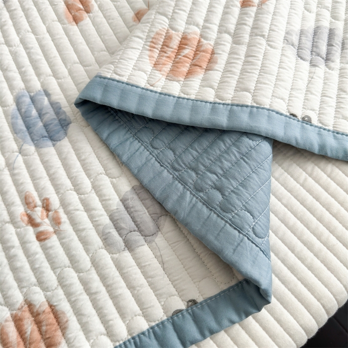 91家纺网 家纺一手货源 找家纺 美优兰 2025春夏新款双面天丝高温砂洗床盖 蓝海