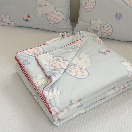 暖生活 2025新款牛奶针织小清新大豆夏被 蓝蓝兔