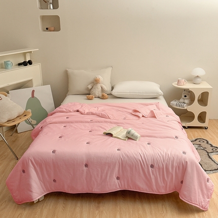 91家纺网 家纺一手货源 找家纺 （总）推推家纺2025新款简约系列水洗棉刺绣夏被