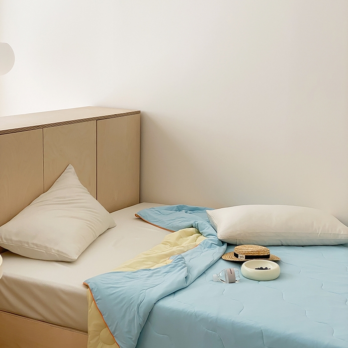 91家纺网 家纺一手货源 找家纺 时年家纺 2025新款升级版180克高定即刻凉感夏被 晴空蓝