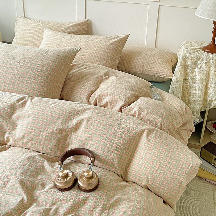 91家纺网 家纺一手货源 找家纺 大柏树 2025新款全棉水洗棉套件-床单四件套 春野玉