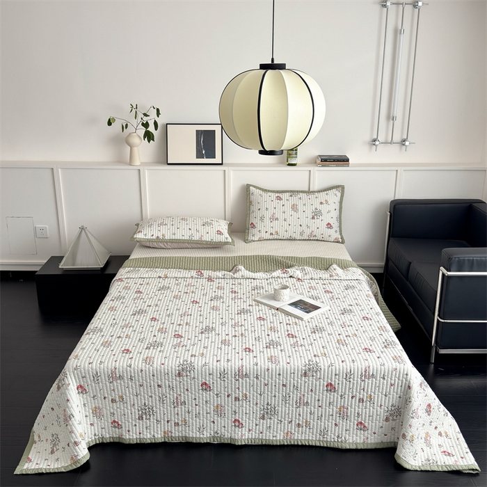 91家纺网 家纺一手货源 找家纺 美优兰 2025春夏新款双面天丝高温砂洗床盖 草坪派对