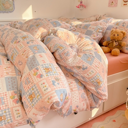 呗旺鹿 2025新款A类母婴级全棉有氧双层纱印花四件套 熊熊酱