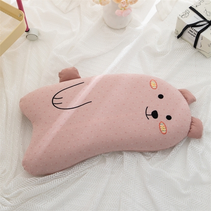 织布人2025新款荞麦枕全棉熊抱抱卡通儿童学生宿舍枕头抱枕午睡枕 全棉熊抱抱枕-粉色【荞麦壳】 32*52cm  