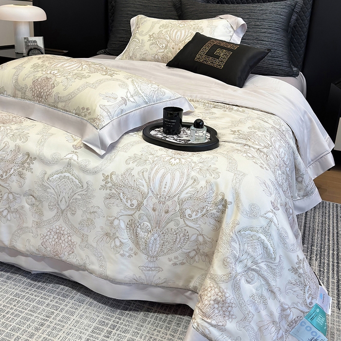 91家纺网 家纺一手货源 找家纺 若未家居 LOVEWE HOUSE 2025新款兰精天丝印花夏被及夏被四件套 宫廷华尔兹（床单款+床盖款）