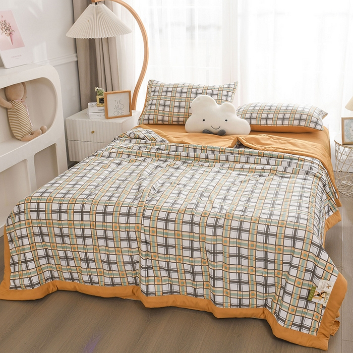 91家纺网 家纺一手货源 找家纺 红日子纺织品 2025新款棉麻夏被四件套 南巷