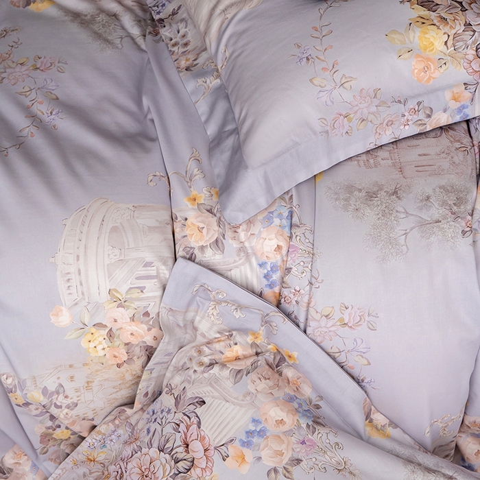 91家纺网 家纺一手货源 找家纺 皇寝世家家居 2025新款60S新疆长绒棉数码印花全棉床上四件套纯棉床品套件 花城-紫