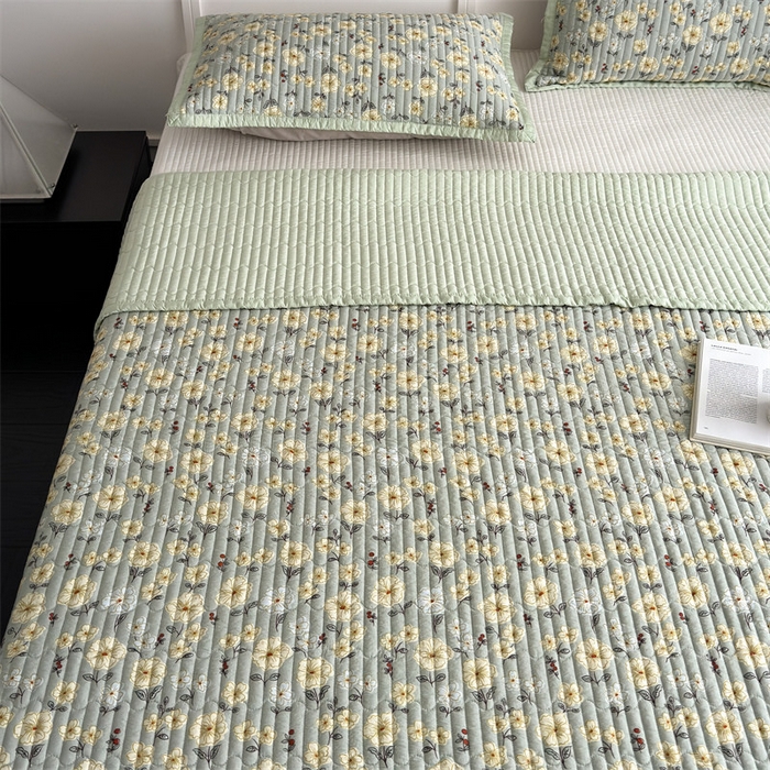 91家纺网 家纺一手货源 找家纺 美优兰 2025春夏新款双面天丝高温砂洗床盖 七里香