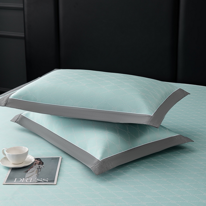 91家纺网 家纺一手货源 找家纺 小牛席业 2025新款轻奢风凉感冰丝席-月亮爱心系列 湖蓝