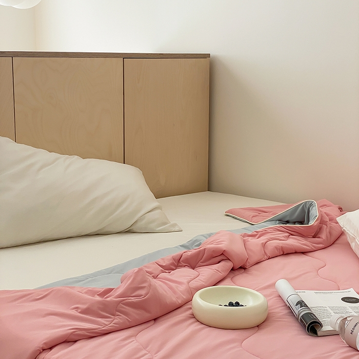 91家纺网 家纺一手货源 找家纺 时年家纺 2025新款升级版180克高定即刻凉感夏被 樱花粉