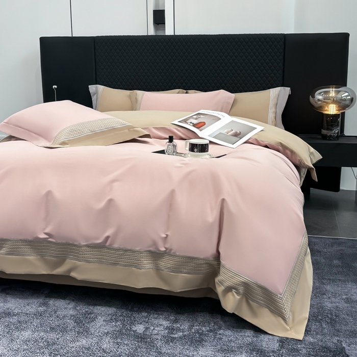 91家纺网 家纺一手货源 找家纺 皇寝世家家居 2025新款100支长绒棉磨毛四件套纯棉全棉冬保暖床单加厚床上被套-欧文系列 粉金