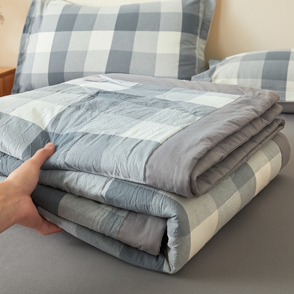 2025新款A类色织新疆棉抗菌夏被棉花被 灰中格