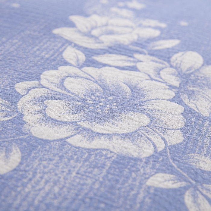 91家纺网 家纺一手货源 找家纺 2025新款全棉色织双层纱纽扣款四件套 云纱-浅兰