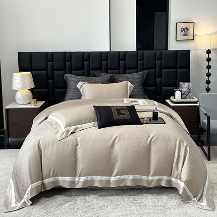 若未家居 LOVEWE HOUSE 2025新款天丝提花套件撞色轻奢风四件套-天丝布拉格 天丝布拉格 香槟米