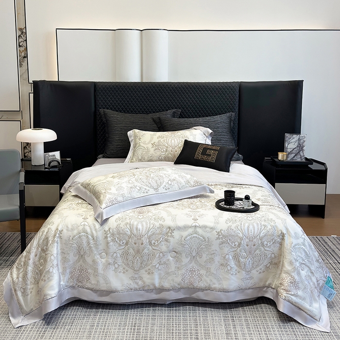 91家纺网 家纺一手货源 找家纺 若未家居 LOVEWE HOUSE 2025新款兰精天丝印花夏被及夏被四件套 宫廷华尔兹（床单款+床盖款）