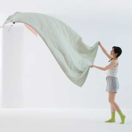 2025春夏新款A类母婴级西瓜啵啵凉感被锦氨夏凉被空调被 星辰绿+海棠粉