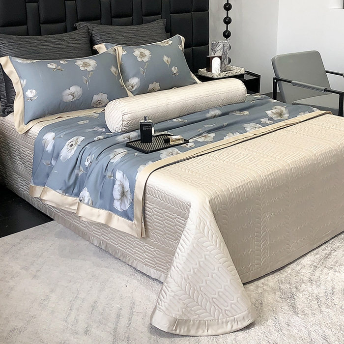 91家纺网 家纺一手货源 找家纺 若未家居 LOVEWE HOUSE 2025新款兰精天丝印花夏被及夏被四件套 蒲公英之恋（床单款+床盖款）