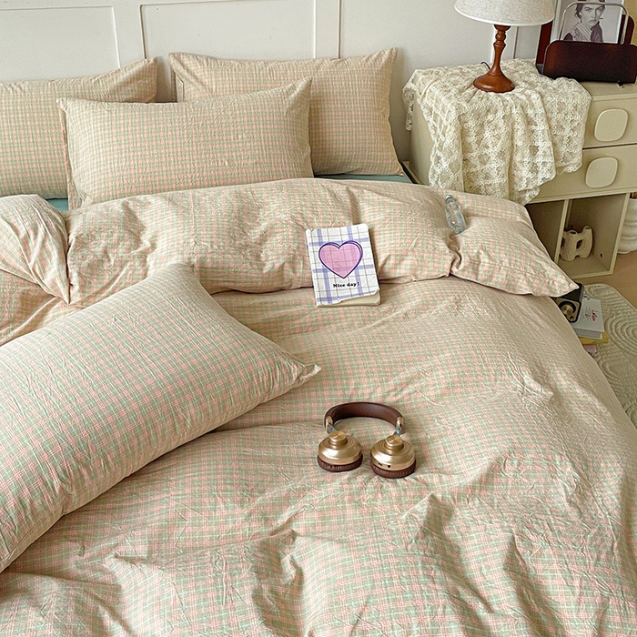 91家纺网 家纺一手货源 找家纺 大柏树 2025新款全棉水洗棉套件-床单四件套 春野玉