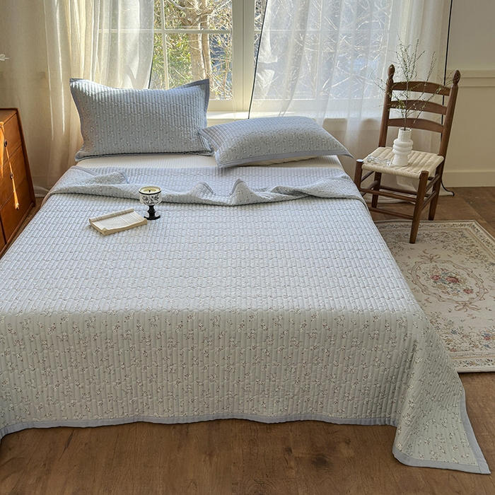 91家纺网 家纺一手货源 找家纺 美优兰 2025春夏新款双面天丝高温砂洗床盖 赫拉花园