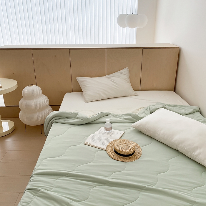 91家纺网 家纺一手货源 找家纺 时年家纺 2025新款升级版180克高定即刻凉感夏被 抹茶绿