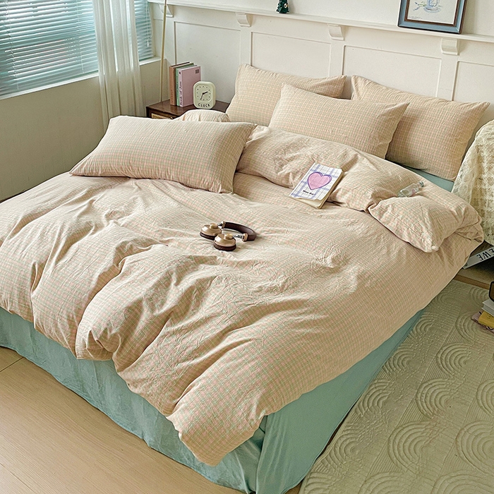 91家纺网 家纺一手货源 找家纺 大柏树 2025新款全棉水洗棉套件-床单四件套 春野玉