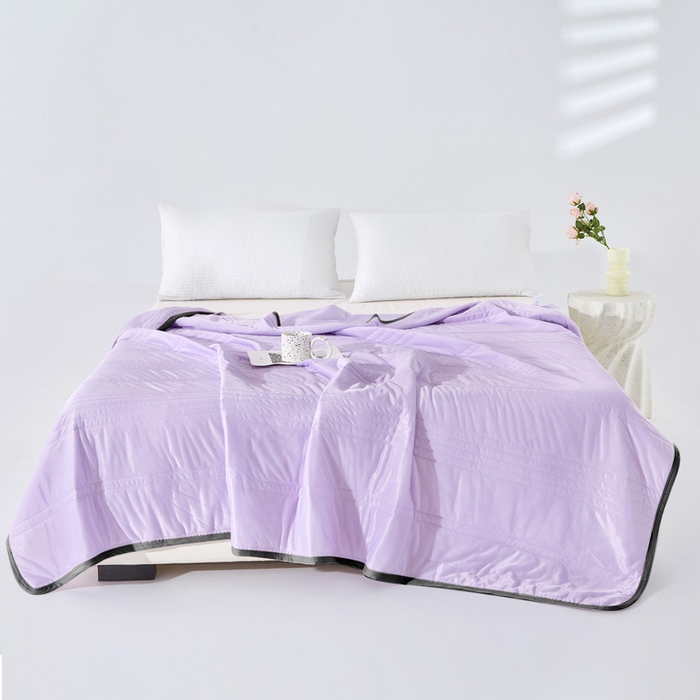 91家纺网 家纺一手货源 找家纺 丝薇雅 2025新款凉感丝夏被冰淇淋夏凉被 黑边-条纹魅紫