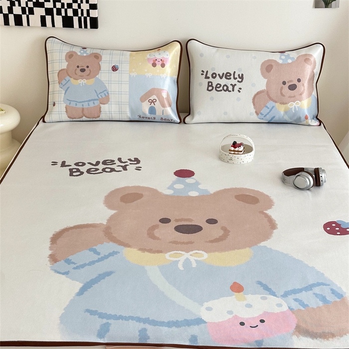 91家纺网 家纺一手货源 找家纺 美乐迪家纺 2025新款异形冰藤席 小熊