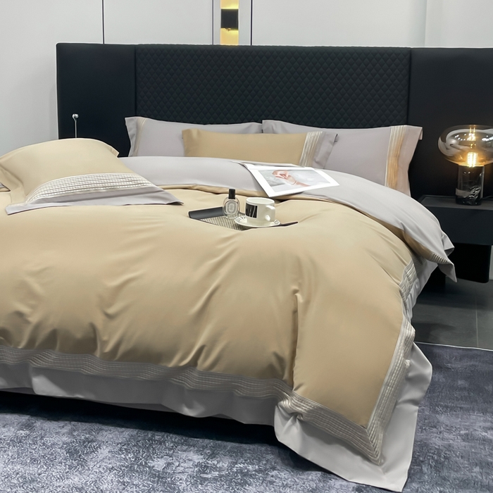 91家纺网 家纺一手货源 找家纺 皇寝世家家居 2025新款100支长绒棉磨毛四件套纯棉全棉冬保暖床单加厚床上被套-欧文系列 杏色