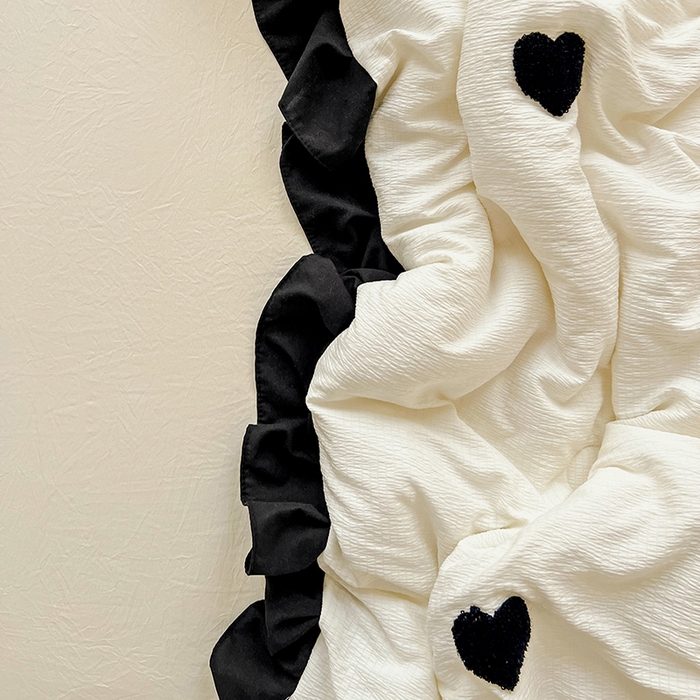 91家纺网 家纺一手货源 找家纺 梦之岛 2025新款韩版小泡泡水洗棉毛巾绣四件套-蝶梦 蝶梦爱心-奶白