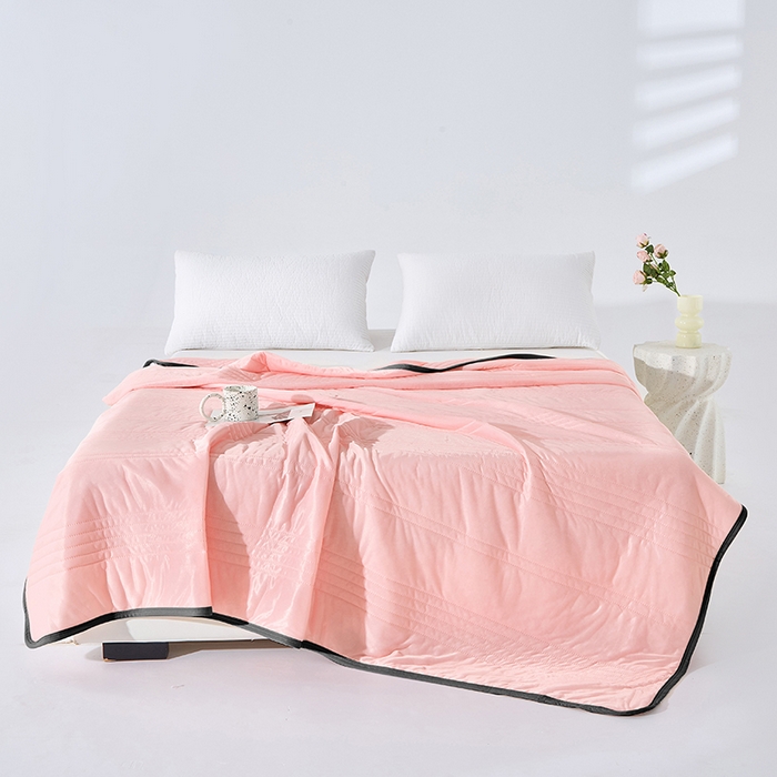 91家纺网 家纺一手货源 找家纺 丝薇雅 2025新款凉感丝夏被冰淇淋夏凉被 黑边-玉色