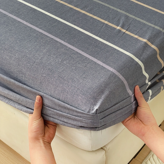 91家纺网 家纺一手货源 找家纺 2025新款全棉水洗棉套件-单床笠 流年灰