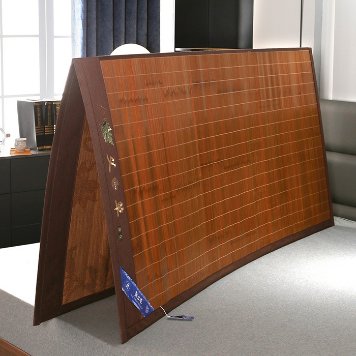 91家纺网 家纺一手货源 找家纺 森璐家纺 2025新款茶香养生竹席藤席草席冰丝席凉席子 艾草驱蚊席-反面冰丝