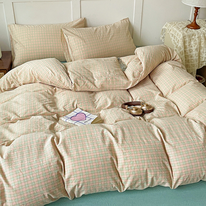 91家纺网 家纺一手货源 找家纺 大柏树 2025新款全棉水洗棉套件-床单四件套 春野玉