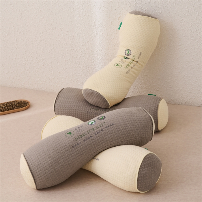 91家纺网 家纺一手货源 找家纺 芯洲 2025新款针织棉荞麦颈椎牵引枕枕头枕芯 针织圆形颈椎枕-白42*12cm/只（加艾草混合）