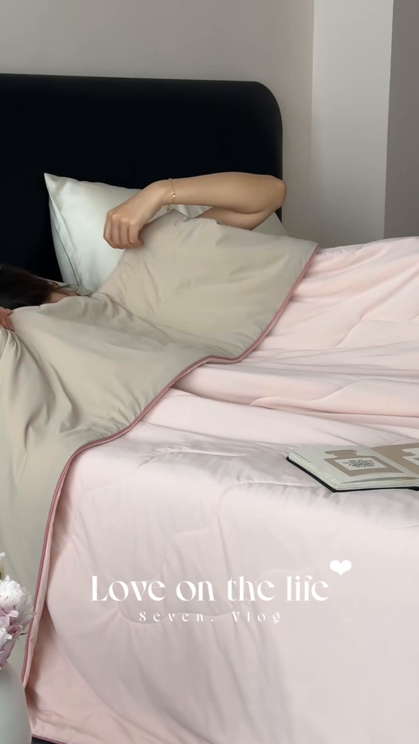 91家纺网 家纺一手货源 找家纺 时年家纺 2025新款升级版180克高定即刻凉感夏被 甜杏粉