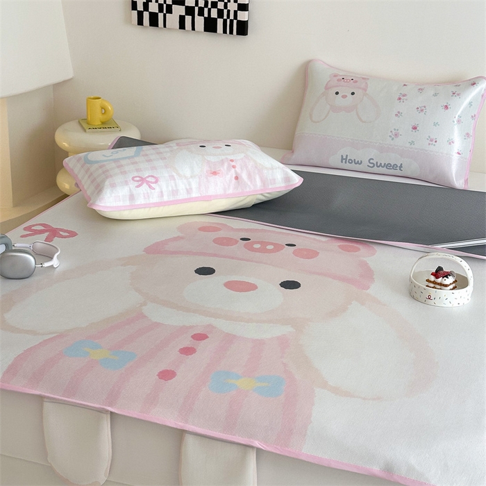 91家纺网 家纺一手货源 找家纺 美乐迪家纺 2025新款异形冰藤席 大耳兔