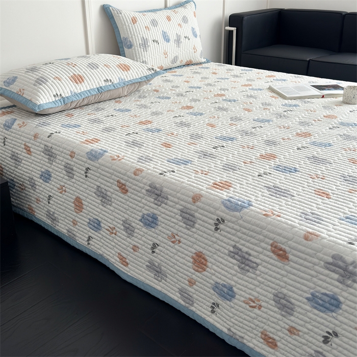 91家纺网 家纺一手货源 找家纺 美优兰 2025春夏新款双面天丝高温砂洗床盖 蓝海