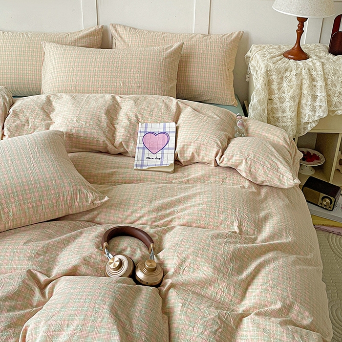 91家纺网 家纺一手货源 找家纺 大柏树 2025新款全棉水洗棉套件-床单四件套 春野玉