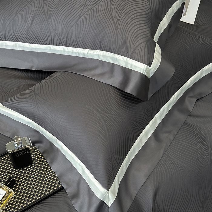 91家纺网 家纺一手货源 找家纺 若未家居 LOVEWE HOUSE 2025新款天丝提花套件撞色轻奢风四件套-天丝布拉格 天丝布拉格 玄灰