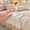 91家纺网 家纺一手货源 找家纺 2025新款绣花双层纱针织棉夏被床盖四件套全棉夏被四件套 樱桃粉格