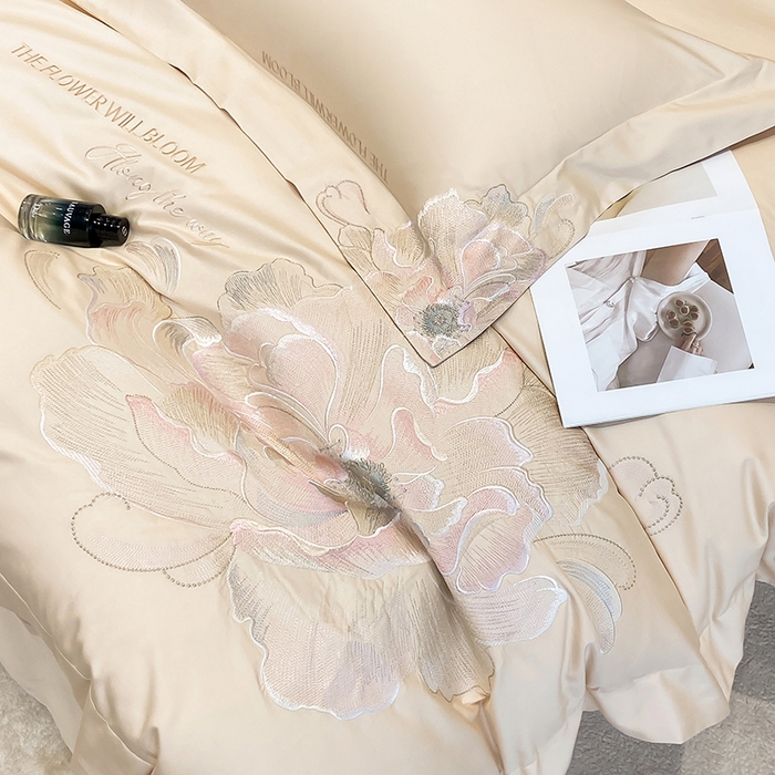 91家纺网 家纺一手货源 找家纺 星蕴家纺 2025新款100支澳棉正宗长绒棉四件套-绽放 绽放 麦穗金