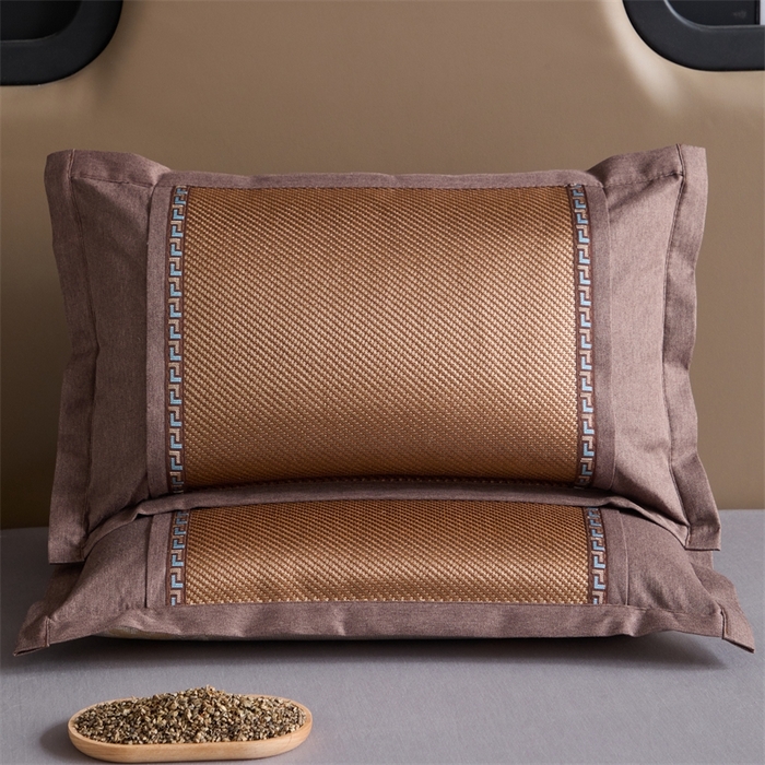 91家纺网 家纺一手货源 找家纺 织布人2025新款荞麦枕夏季凉感冰藤枕头竹面硬枕茶叶茉莉花夏凉枕头 夏凉直角冰藤-咖色【38*58茶香枕】