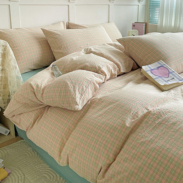 91家纺网 家纺一手货源 找家纺 大柏树 2025新款全棉水洗棉套件-床单四件套 春野玉