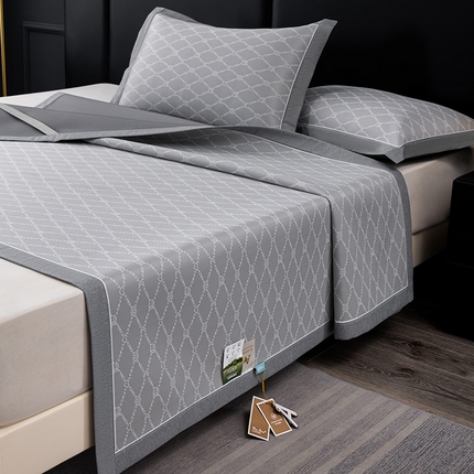 小牛席业 2025新款轻奢风凉感冰丝席-月亮爱心系列 灰色