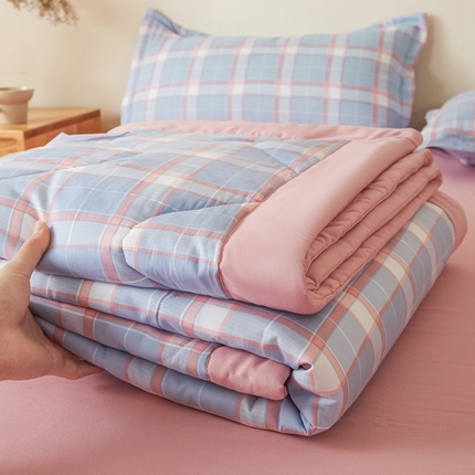 2025新款A类色织新疆棉抗菌夏被棉花被 清新格