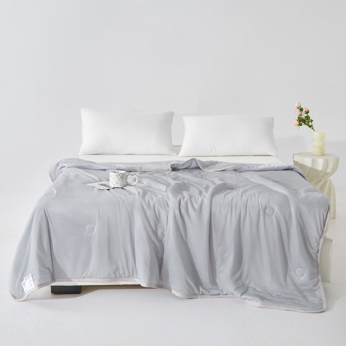 91家纺网 家纺一手货源 找家纺 丝薇雅 2025新款凉感丝夏被冰淇淋夏凉被 圆圈灰色