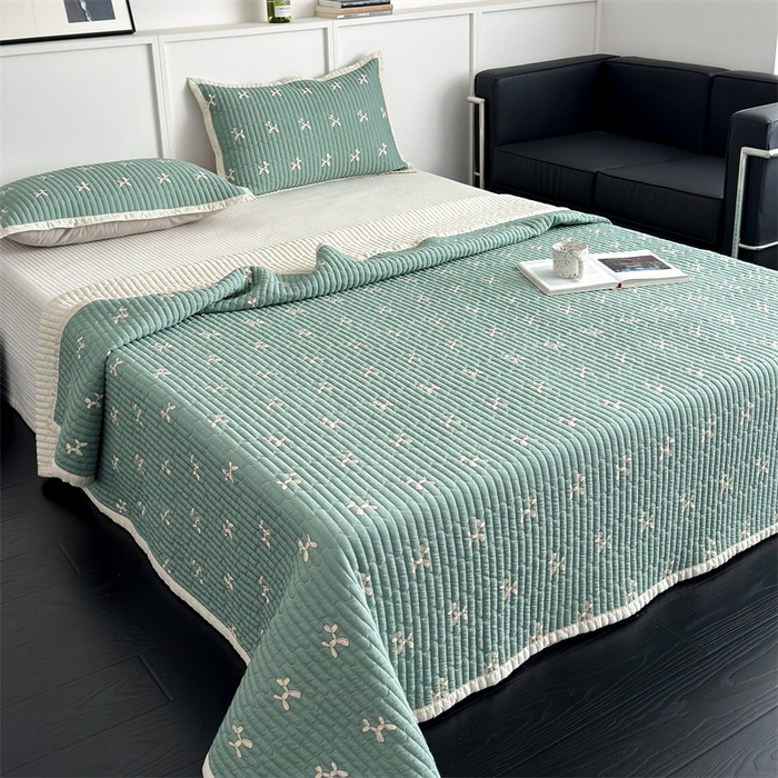 91家纺网 家纺一手货源 找家纺 美优兰 2025春夏新款双面天丝高温砂洗床盖 机器狗