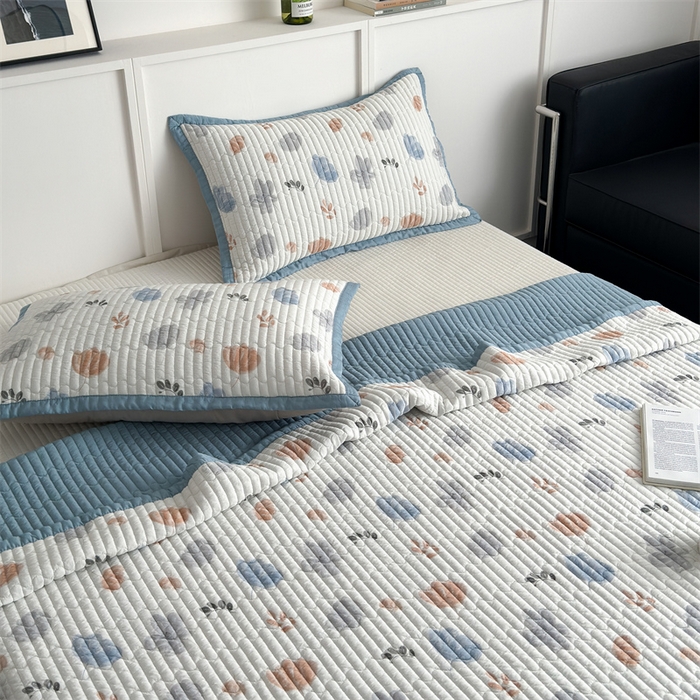 91家纺网 家纺一手货源 找家纺 美优兰 2025春夏新款双面天丝高温砂洗床盖 蓝海