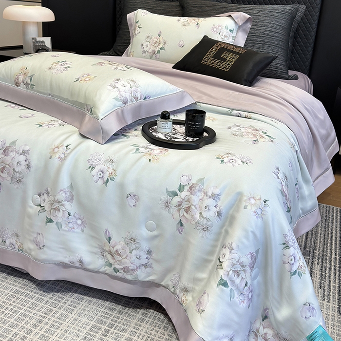 91家纺网 家纺一手货源 找家纺 （总）若未家居 LOVEWE HOUSE 2025新款兰精天丝印花夏被及夏被四件套