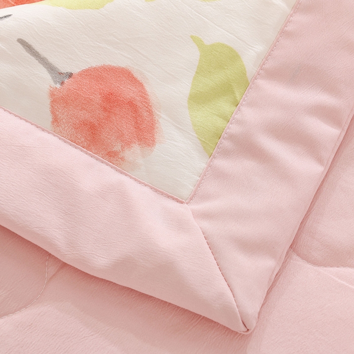 91家纺网 家纺一手货源 找家纺 红日子纺织品 2025新款棉麻夏被四件套 漫花-粉